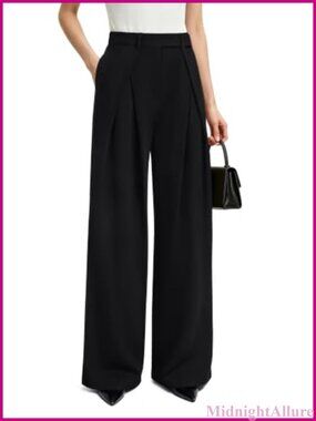 Wide Leg Pleated High Waist Business Casual Dress Pants